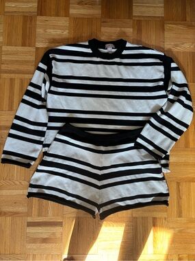 H&M Striped Knit Sweater and Shorts Set